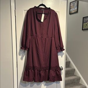 BloomChic Burgundy Midi Dress